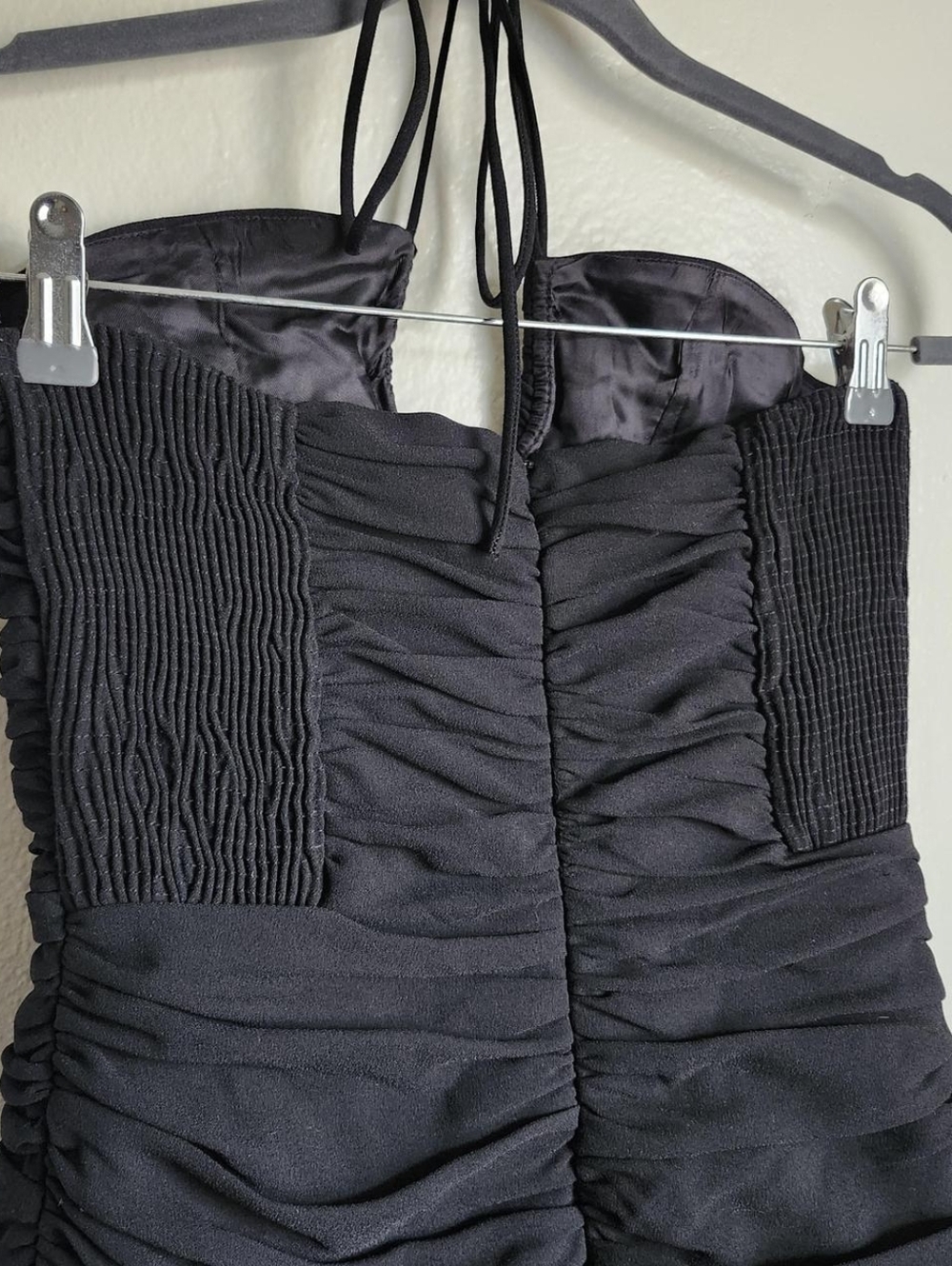 Zara Black Ruched Halter Mini Dress – Bodycon Night Out Club Date Dress Small - Picture 7 of 9
